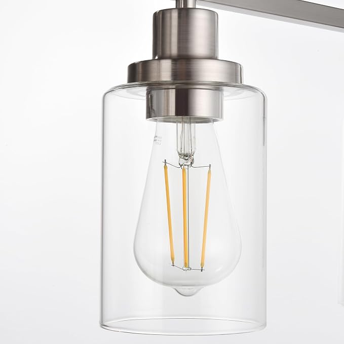 MELUCEE 5-Light Bathroom Vanity Light Brushed Nickel with Clear Glass Shade | Wall Sconce Modern Light Fixtures Wall Mount for Porch Bedroom Hallway Kitchen (Patent No.: US D963914 S) 40 Inches