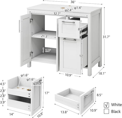 YOURLITE Bathroom Vanity, 36" Modern White Bathroom Cabinet