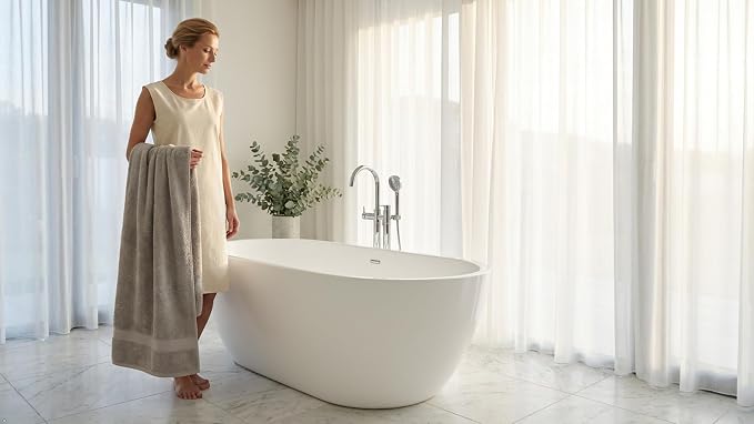 6 Piece 100% Cotton Bath Towel Set - 2 Bath - 2 Hand - 2 Face, Grey | 100% Cotton • Thick & Plush • Hotel Quality • Ultra Soft • Highly Absorbent • Quick Dry • Low Lint • Machine Washable