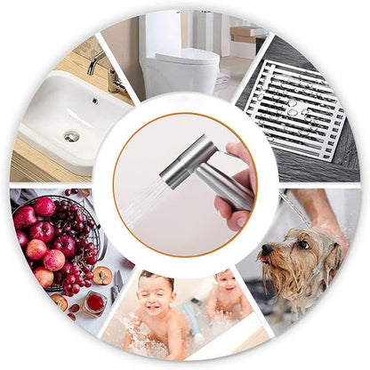 Handheld Bidet Sprayer for Toilet, Stainless Steel Bidet Head for Cloth Diaper, Pet Shower, Kitchen Cleaning, Personal Hygiene, G1/2 Hose Connectors