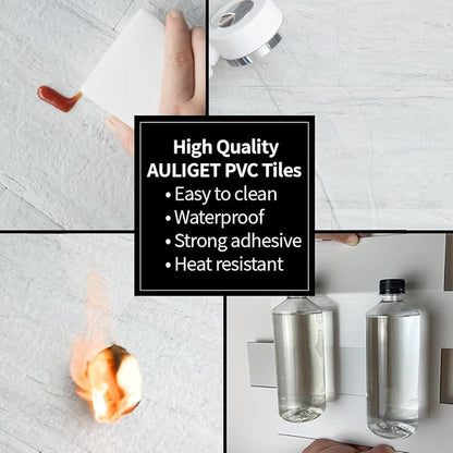 AULIGET 20-Piece Light Shale Peel and Stick Backsplash Wall Tiles, 6" x 12" PVC Faux Stone Stick on Tile for Backsplash Kitchen, Bathroom, Laundry Room, Camper, Fireplace
