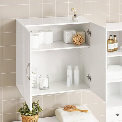 Haotian Wall Cabinet, Bathroom Storage, 23.6 x 11.8 x 23.6 in, MDF, White | Floating Wall Linen Storage Cabinet With Adjustable Shelf, Multi-Scene Bathroom Cabinet For Daily Home Storage, FRG231-W