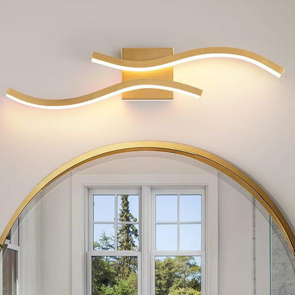 2 Packs Gold Bathroom Vanity Light Fixture,24in 5CCT Dimmable Modern Led Bathroom Light Fixtures Over Mirror, 26W LED Vanity Lighting Bar for Bathrooms (Gold,2 Packs, 24inch)