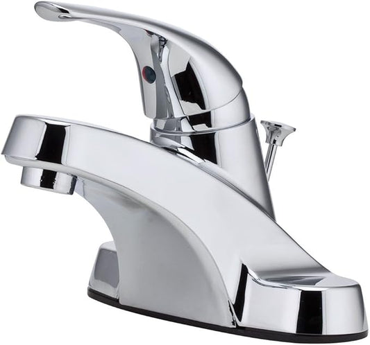 Pfister LG1427000 Pfirst Series Single Control 4 Inch Centerset Bathroom Faucet in Polished Chrome, Water-Efficient Model