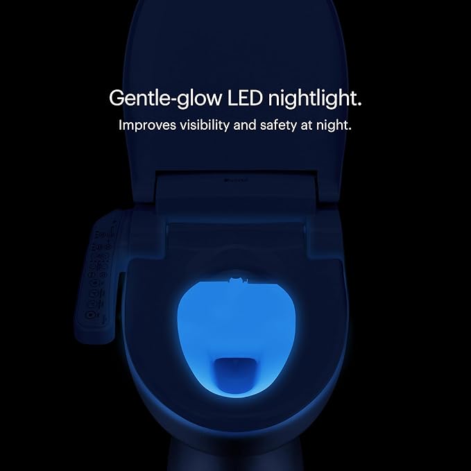 Brondell SE400-RW Swash SE400 Electric Bidet Toilet Seat With Heated Seat, Oscillating Stainless Steel Nozzle, Warm Air Dryer, Night Light, Gentle Close Lid, White Side Arm Control, Round