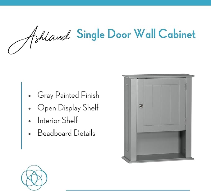 RiverRidge Ashland Single Door Wall, Gray Cabinet,Grey