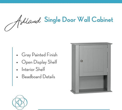 RiverRidge Ashland Single Door Wall, Gray Cabinet,Grey