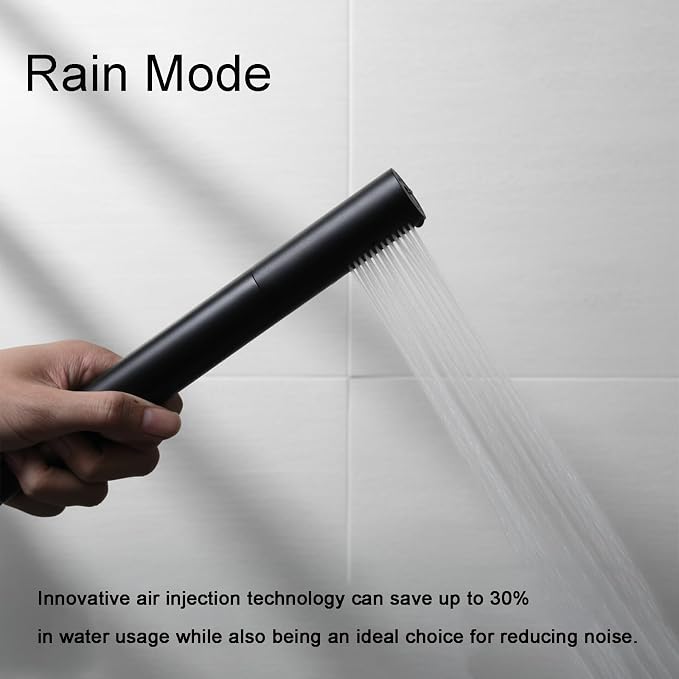 Black Shower Wand Brass Handheld Shower 7 Inch High Pressure Hand Held Shower Head High Flow Sprayer, 2 In 1 Function with 59 inch Hose, Bracket