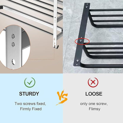 23" Towel Racks for Bathroom with Towel Bars, 3 Tier Hotel Towel Shelf Stainless Steel Wall-Mounted Holder with Towel Shelves Brushed Nickel
