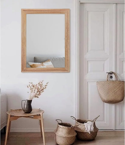 AAZZKANG Rustic Mirrors for Wall Rectangle Wooden Frame Hanging Mirror for Bedroom Bathroom Living Room Entryway Large 26"x18"