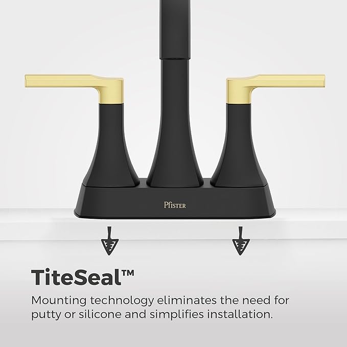 Pfister Vaneri Bathroom Sink Faucet, 4-Inch Centerset, 2-Handle, 3-Hole, NSF Certified, Matte Black and Brushed Gold Finish, LF048VRIBBG