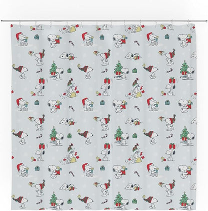 Peanuts Holiday Christmas Bath 13-Piece Shower Curtain Set, 72 x 72 Inch Fabric Curtain with Hooks, Bathroom Decor, Machine Washable, (100% Officially Licensed Product) by Franco Collectibles.