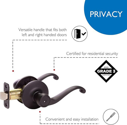 Design House 779223 Scroll Privacy Bed and Bath Door Lever Matte Black