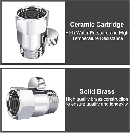 MAYYAYA Brass Shower Shut Off Valve, Flow Control, Handheld/Bidet, Chrome | Shut Off Valve, Flow Control, G1/2 NPT, Brass Body, Handle Lever, for Handheld Shower&Bidet Sprayer, Leak-Free, Silver