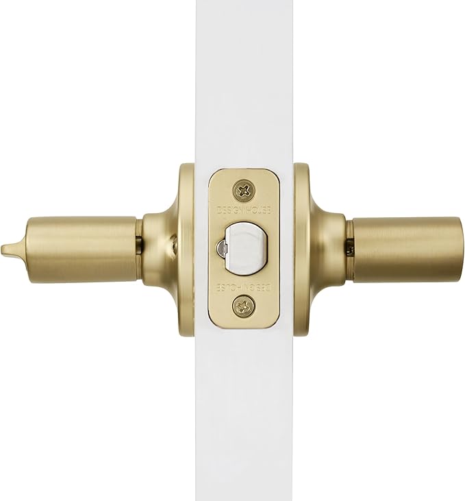 Design House Springdale Keyed Entry Exterior Door Lever Handle Lockset, Front Door Lock Hardware, Satin Gold, 6.375 in x 1.94 in x 2.625 in, Item 728881