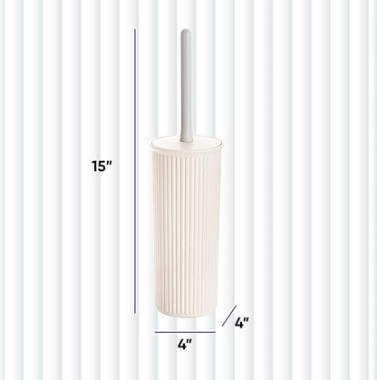 Superio Ribbed Collection - Eco-Friendly Decorative Plastic Toilet Bowl Brush and Holder Set, (1 Pack) Cleaner Scrubber for Bathroom