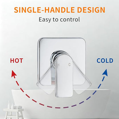 Tub Shower Faucet Set With Head & Spout Chrome