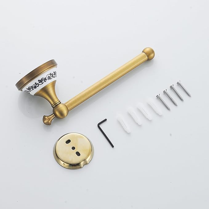 Toilet Paper Holder, Bathroom Toilet Paper Roll Holder Antique Bronze Brass Wall Mounted Bathroom Hardware Accessories,Porcelain Design