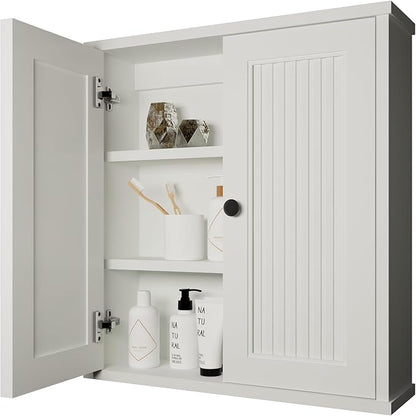 Waterproof WPC Wall-Mounted Bathroom Wall Cabinet Over the Toilet Storage Cabinet with Adjustable Shelves, Medicine Cabinet for Bathroom