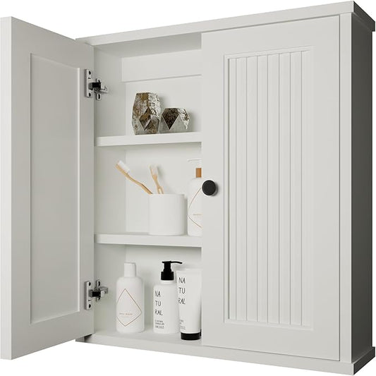 Waterproof WPC Wall-Mounted Bathroom Wall Cabinet Over the Toilet Storage Cabinet with Adjustable Shelves, Medicine Cabinet for Bathroom