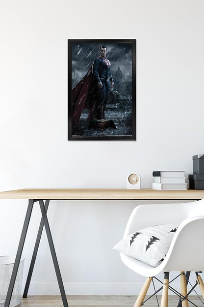Trends International DC Comics Movie - Batman v Superman - Superman Wall Poster, 14.725" x 22.375", Black Framed Version