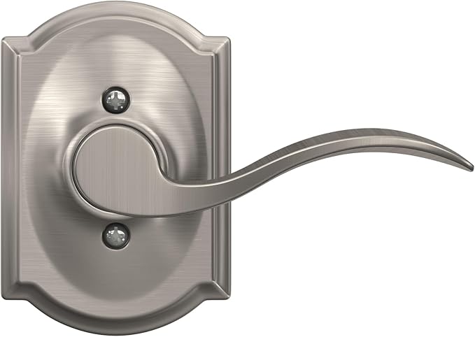Schlage F170 ACC 619 CAM LH Left Handed Accent Door Lever with Camelot Trim, One Sided Non-Turning Dummy Door Handle, Satin Nickel