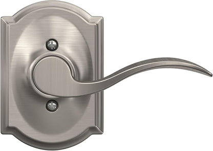 Schlage F170 ACC 619 CAM LH Left Handed Accent Door Lever with Camelot Trim, One Sided Non-Turning Dummy Door Handle, Satin Nickel