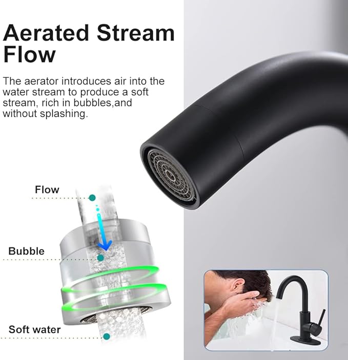 Matte Black Single Handle Bathroom Sink Faucet, 360° Swivel Spout Bar Sink Faucet with Deck Plate 4 Inch Centerset Black Bathroom Faucet with Pop-Up Drain Black Bathroom Lavatory Vanity Faucet