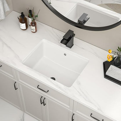 Undermount Bathroom Sink 20''x14'' White Rectangle Bathroom Sink Porcelain Ceramic Sink Vanity Basin Lavatory Sink Vessel Sink