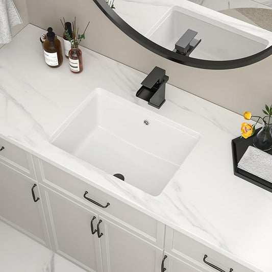 Undermount Bathroom Sink 20''x14'' White Rectangle Bathroom Sink Porcelain Ceramic Sink Vanity Basin Lavatory Sink Vessel Sink