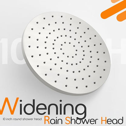 Rainfall Shower Head 10 Inch Overhead Waterfall Showerhead with Adjustable Swivel Ball Joint, Anti-clogging Nozzles, Brushed Nickel SH001BR-D10