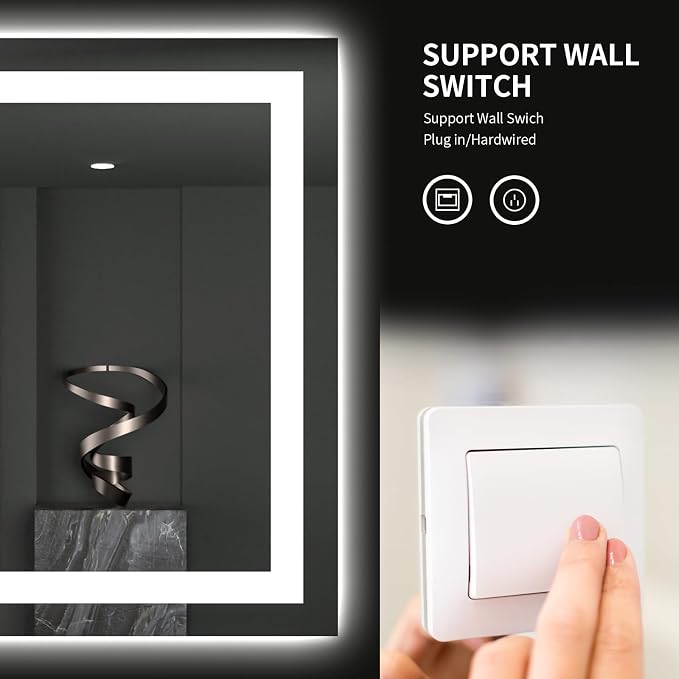 LOAAO 24"X30" LED Bathroom Mirror with Lights, UL Listed | Anti-Fog, Dimmable, 3 Color Temperature, Backlit + Front Lit, Memory Function, Tempered Glass