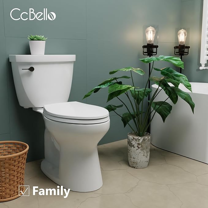 Slow Close Toilet Seat, Fit Round and Standard Toilets, Quick Release Hinges for Easy Clean, Two Mounting Options for Easy Installing, Heavy Duty, Never Loosen, White