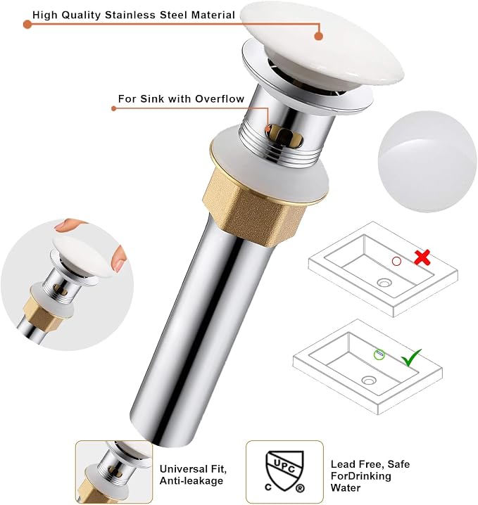 White Finish Bathroom Sink Faucet,Unique Design and Pop Up Drain