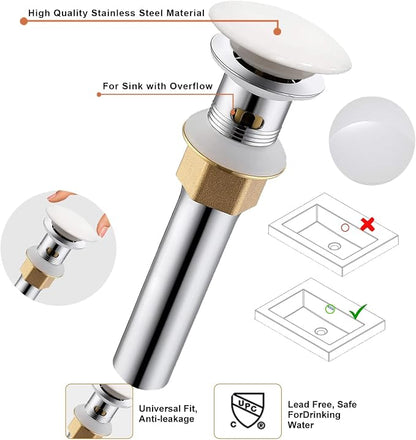 White Finish Bathroom Sink Faucet,Unique Design and Pop Up Drain