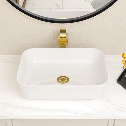 20x16 Inch Bathroom Vessel Sink White Vessel Sink Rectangule Bowl Sinks for Bathrooms Above Counter Rectangular Ceramic Vessel Bathroom Sink Porcelain Lavatory Vanity Sink Basin