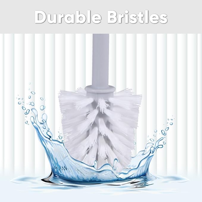 Superio Ribbed Collection - Eco-Friendly Decorative Plastic Toilet Bowl Brush and Holder Set, (1 Pack) Cleaner Scrubber for Bathroom