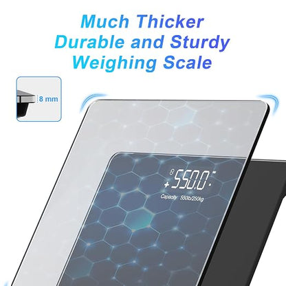 550lbs/250kg Scale for Body Weight Bathroom: Digital Scales Accurate with BMI Via Smart APP, Capacity Weight Scales, Extra-High Capacity, Bright LED Display & Large Clear Numbers