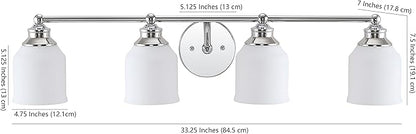 JONATHAN Y 33.25" Chrome Modern Farmhouse LED Vanity Light Wall Sconce Fixture, Frosted White Glass Shade, Dimmable Wall Lamp for Bathroom Mirror Kitchen Sink, UL Listed (JYL7552A)