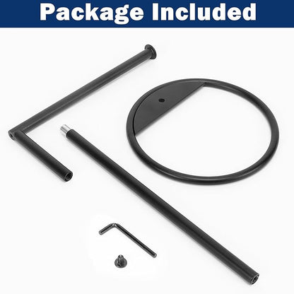 NearMoon Hand Towel Holder Stand, Thicken Metal L Shape Hand Towel Rack, Small Towel Ring, Stable Standing Towel Bar for Bathroom Kitchen Vanity Countertop, 8” L 14” H (Matte Black, 3 Pack)
