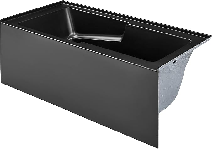 Voltaire 60" x 30" Right-Hand Drain Alcove Bathtub with Apron in Matte Black