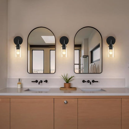 Epinl Battery Operated Black Wall Sconce Set of 2, Wireless Rechargeable Wall Lights with Remote Control, Modern Dimmable Wall Mount Lamps for Bedroom Living Room Bathroom, 3000K