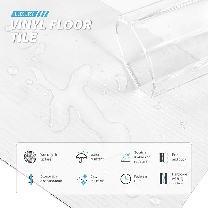 Art3d Wood Texture Peel and Stick Vinyl Floor Planks, 36-Pack, White | Cover 54 sq.ft, Waterproof, Self-Adhesive, Scratch Resistant, Premium Vinyl, Ideal for Bedroom, Living Room, Kitchen, RV