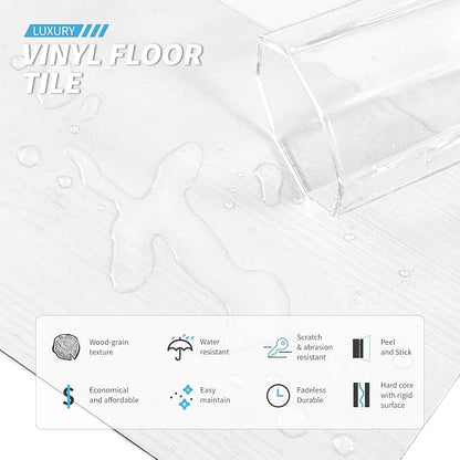 Art3d Wood Texture Peel and Stick Vinyl Floor Planks, 36-Pack, White | Cover 54 sq.ft, Waterproof, Self-Adhesive, Scratch Resistant, Premium Vinyl, Ideal for Bedroom, Living Room, Kitchen, RV