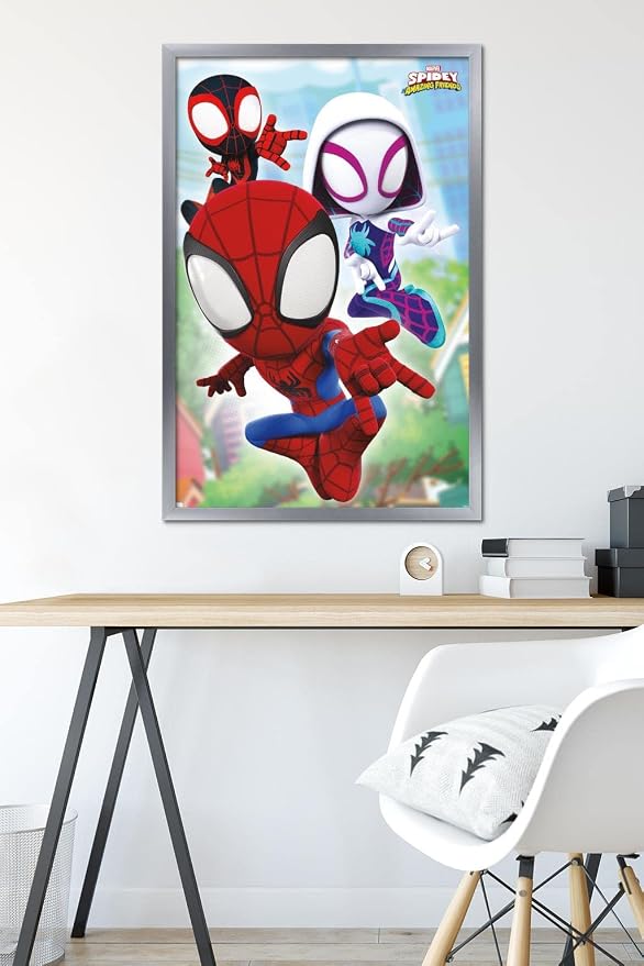 Trends International Marvel Spidey and His Amazing Friends - Webs Wall Poster, 22.37" x 34.00", Silver Framed Version