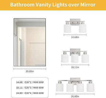 WILON Bathroom Vanity Lights, 2-Light Modern Vanity Light, Brushed Nickel Bathroom Lighting Fixture Over Mirror, Wall Sconce Light Over Kitchen Sink, Wall Lamps for Living Room Bedroom
