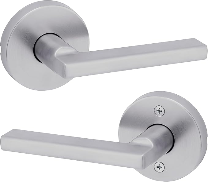 Kwikset Halifax Interior Passage Door Knob, Round Handle for Closet and Hallway Doors, Non-Locking Doorknob in Satin Chrome, with Microban Protection