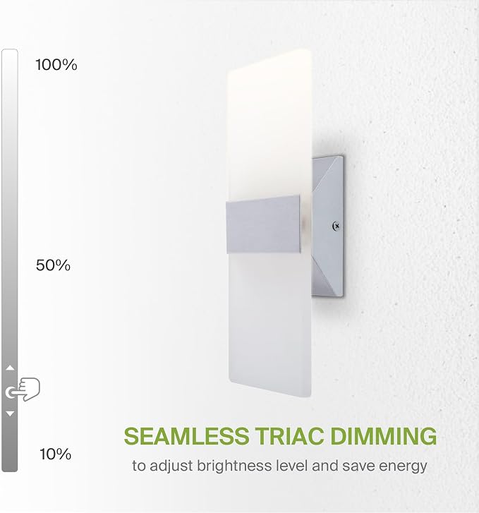 ASD 12 Inch Indoor LED Wall Sconce - 12W 2700K-5000K Dimmable Brushed Nickel Wall Sconce Lights for Living Room, Bedroom, Bathroom, Hallway - Modern Wall Sconces Hardwired, UL Interior Light