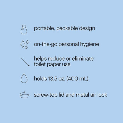 Brondell GoSpa Travel Bidet GS-70 – Portable Peri Bottle for Postpartum & Perineal Care, 400ml Handheld Bidet with Angled Nozzle, Collapsible Design, Nozzle Storage & Travel Bag, Amaranthine
