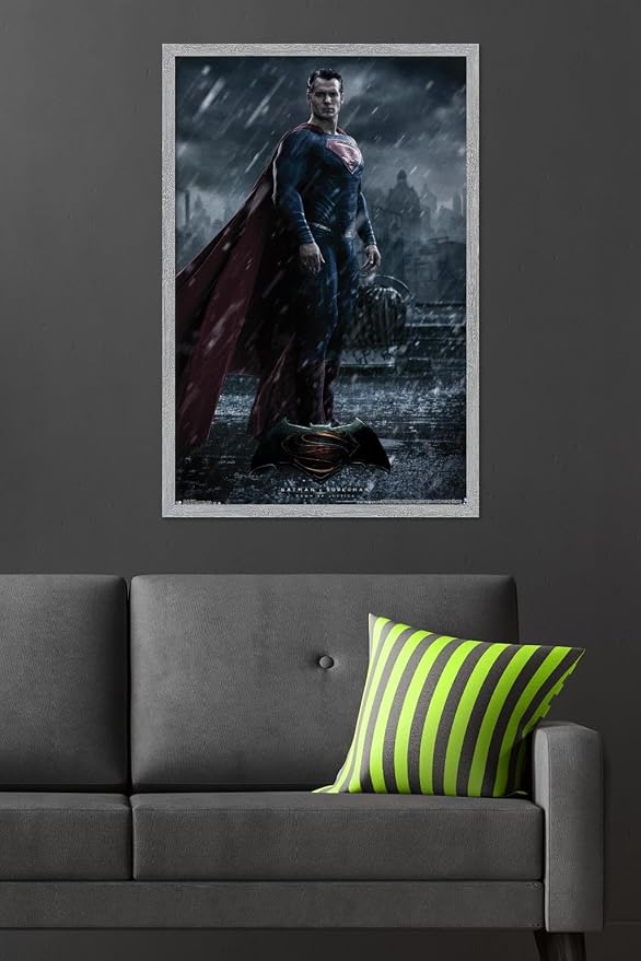 Trends International DC Comics Movie Batman v Superman - Superman Wall Poster, 34L x 22.4W, Gray Framed Version